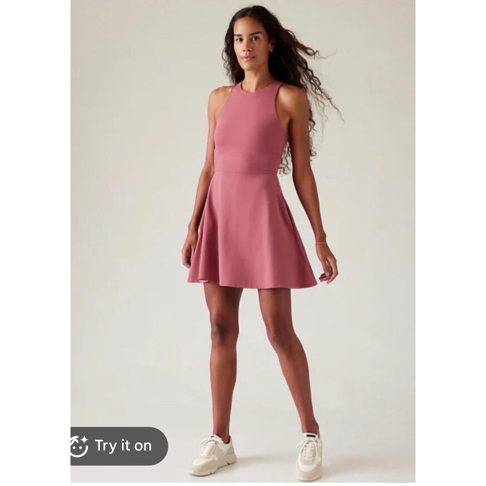 Athleta Conscious Dress Mauve Pink Racerback Fit and Flare Mini Dress XS